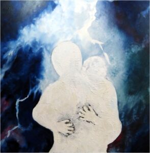 warm hug-hilmi koray 110x110 cm oil on canvas